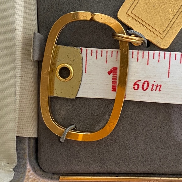 Gold Electroplate Keyring Satin Finish Rectangular - Picture 12 of 16